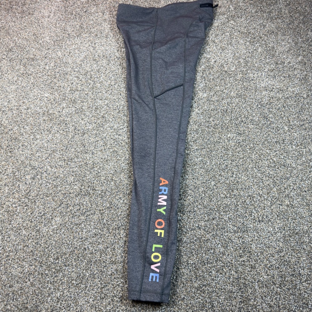Lululemon Speed Up Tight Army of Love Gray Heathered Leggings Size 6 Skull Logo